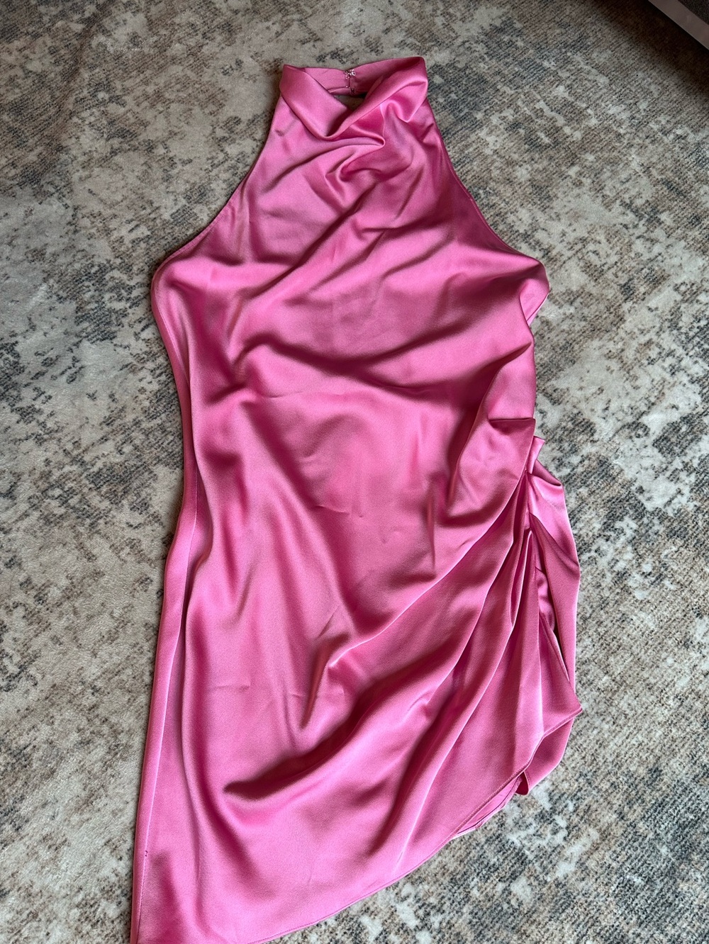 Gianni Bini Peyton Size 10 Pink Satin Halter Neck Ruched Mini Sheath Dress NWT - Picture 4 of 8